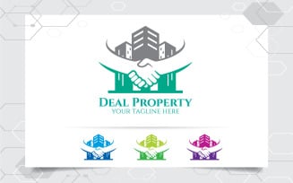 Real Estate Professional logo With Building And Hand Concept logo