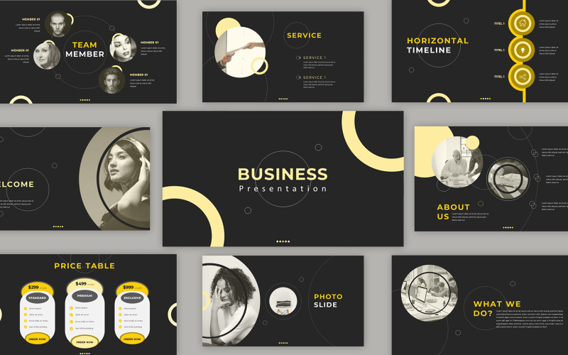 Black and Yellow Business PowerPoint Presentation PowerPoint Template