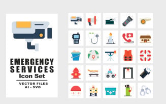 25 Emergency Services Flat Icon