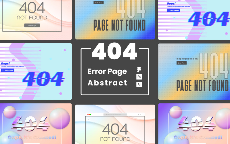 404 Error Not Found Page Pack | Abstract Style UI Element