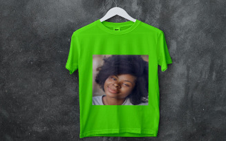 Green hanged T-shirt Mockup Template