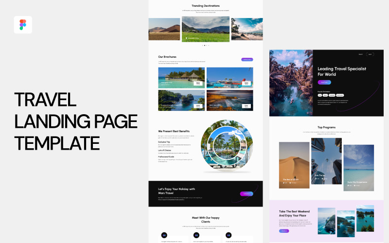 Travel Landing Page Template UI Element