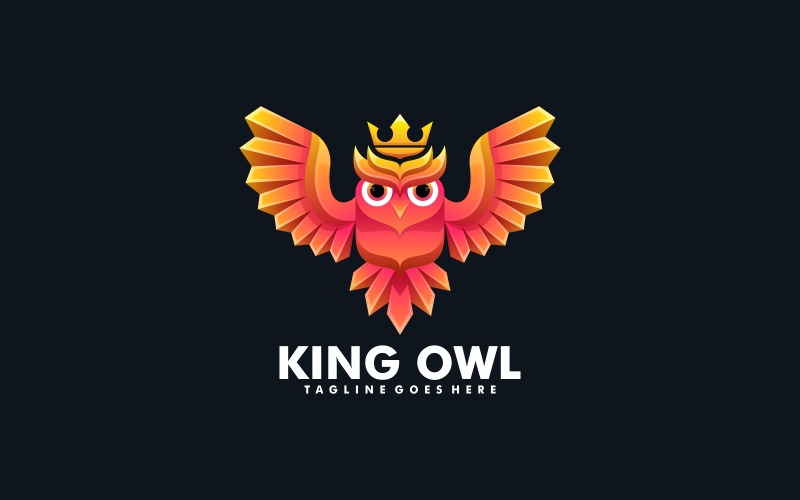 King Owl Gradient Logo Style Logo Template