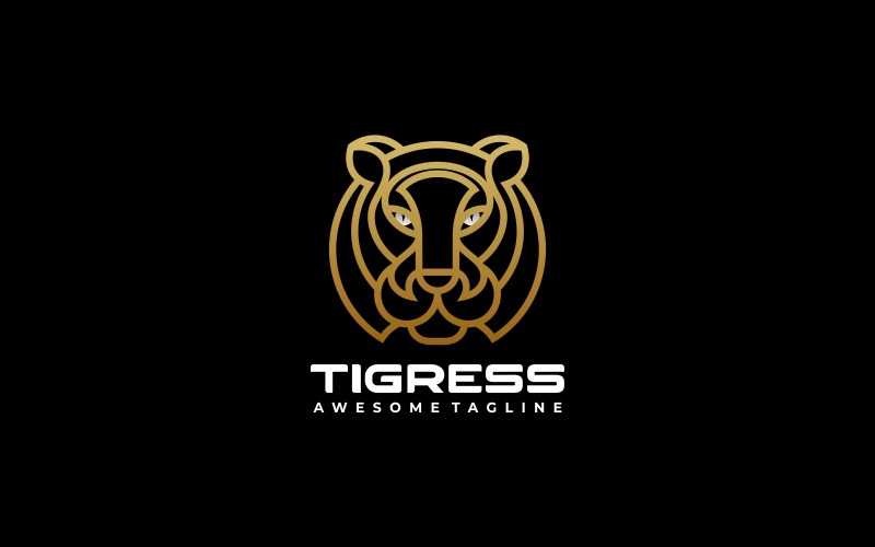 Tiger Line Art Luxury Logo Logo Template