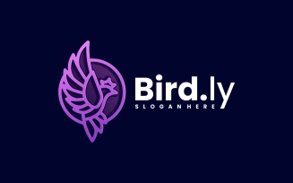 Bird Line Art Gradient Logo Template