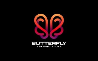 Butterfly Line Art Gradient Logo Vol.1