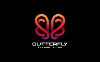 Butterfly Line Art Gradient Logo Vol.1