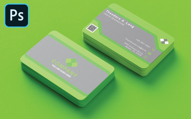 Creative Green Color Business Card - Business Card Corporate Identity