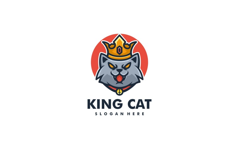 King Cat Simple Mascot Logo Logo Template