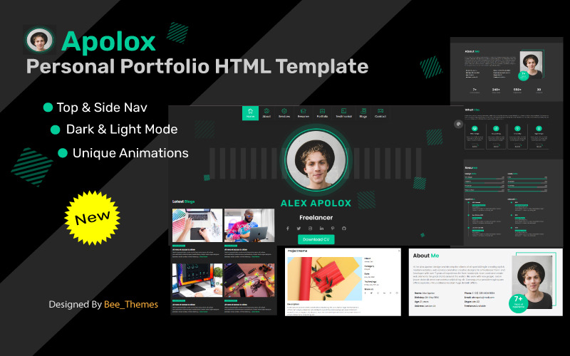 Apolox - Personal Portfolio HTML Template Landing Page Template