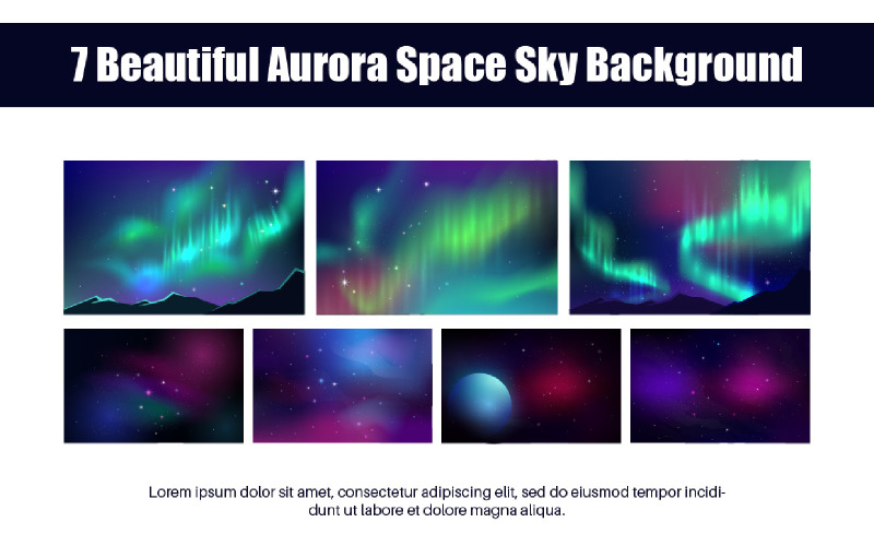 7 Beautiful Aurora Space Sky Background Illustration