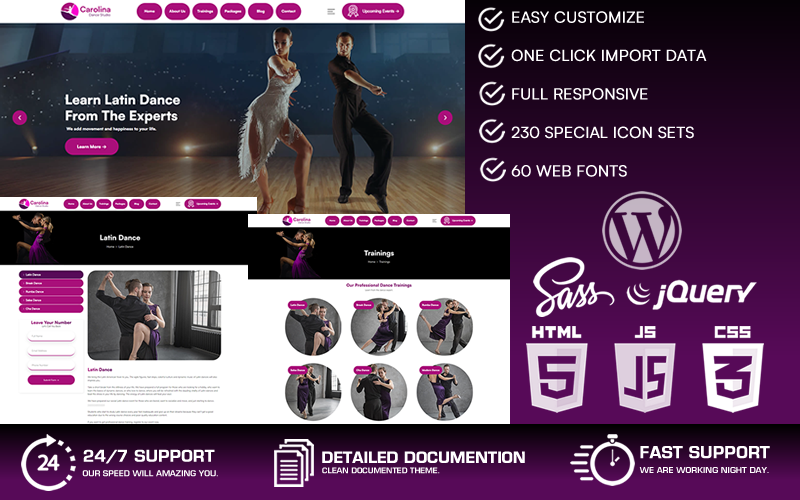 Carolina - Dance Studio WordPres Theme WordPress Theme