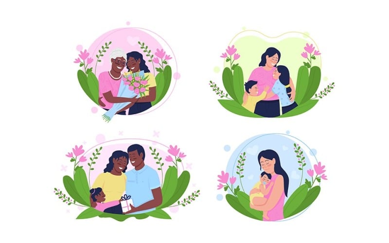 Mothers day flat concept vector illustration Illustration