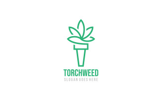 Torch Weed Plant Logo Template