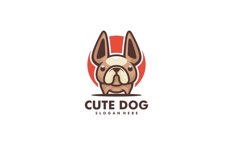 Cute Bulldog Simple Mascot Logo Logo Template