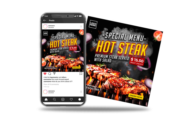 instagram post social media post hot steak grill Social Media