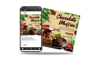 instagram post social media template chocolate muffin