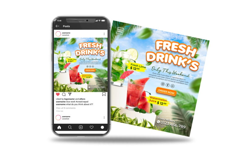 instagram social media post fresh ice drink Social Media