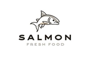 Line Art Salmon Poke Bar Logo Design Inspiration Vector