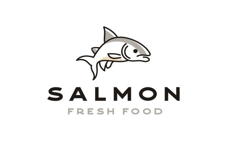 Line Art Salmon Poke Bar Logo Design Inspiration Vector Logo Template