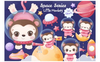 Space Series Little Monkey Clip-art