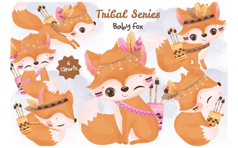 Tribal Series Little Fox Clip-art Illustration