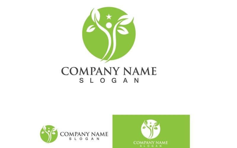 People Health Life Leaf Nature Logo Vector 2 Logo Template