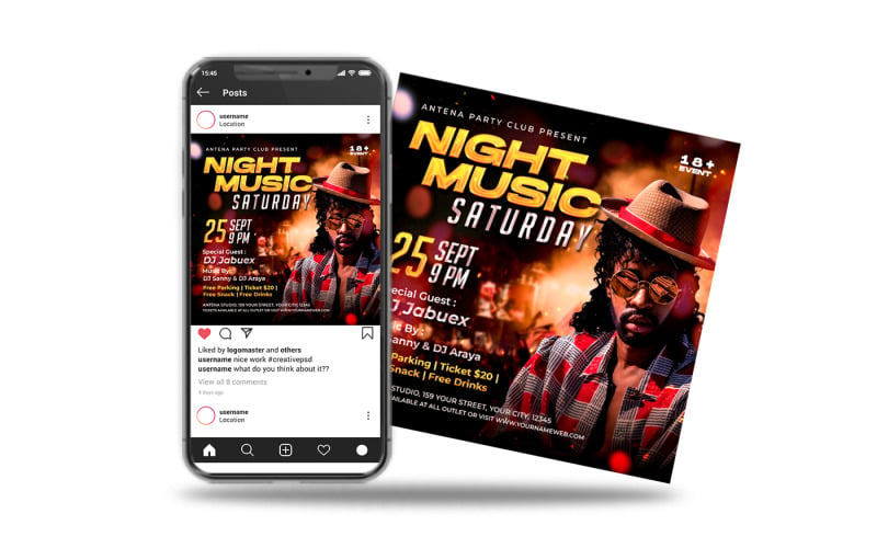 social media post instagram night music party Social Media