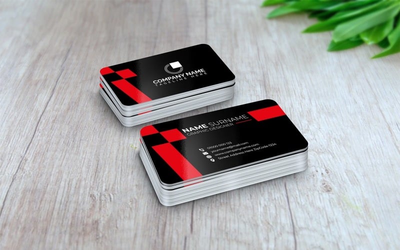 Black And Red Professional Business Card Design Template Corporate Identity