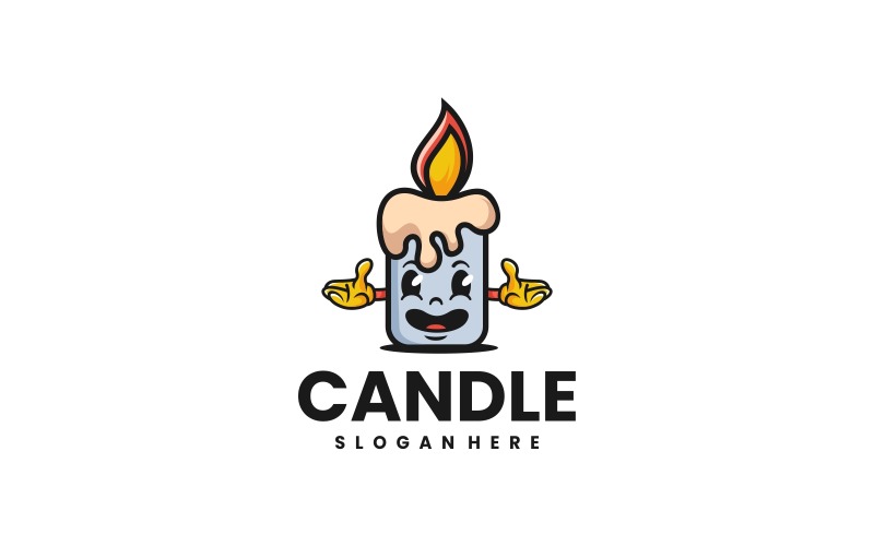 Candle Mascot Cartoon Logo Logo Template