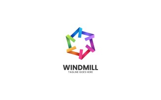 Colorful Windmill Line Art Logo