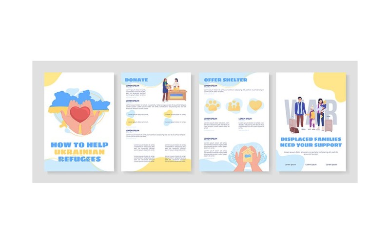 Help ukrainian refugees flat vector brochure template Illustration