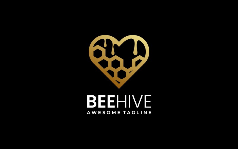 Love Beehive Line Art Logo Logo Template