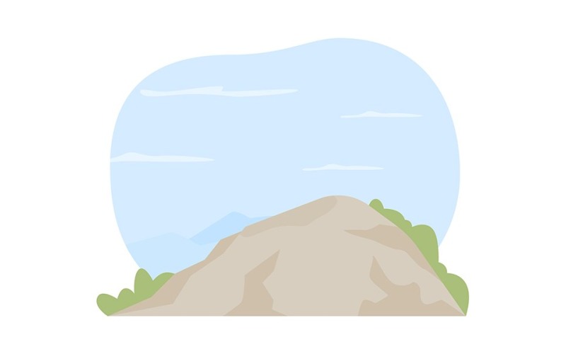 Mountain peak 2D vector isolated illustration Illustration