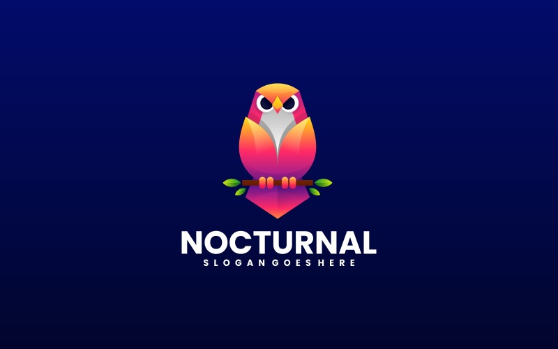 Nocturnal Owl Gradient Colorful Logo Style Logo Template