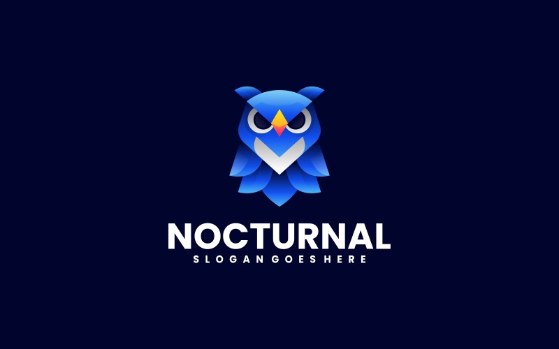 Nocturnal Owl Gradient Logo Style Logo Template