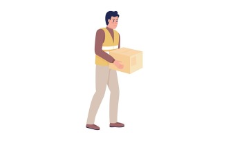 Male volunteer with parcel semi flat color vector character