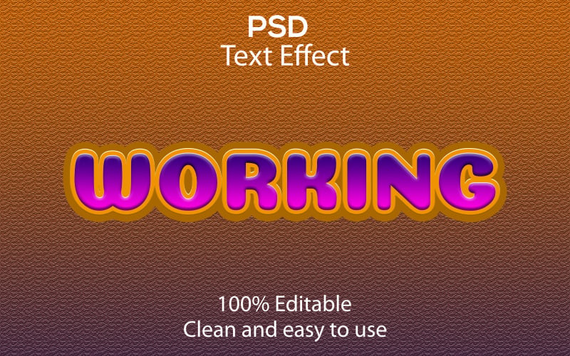 Working | Working Editable Psd Text Effect | Modern Working First Psd Text Effect Illustration