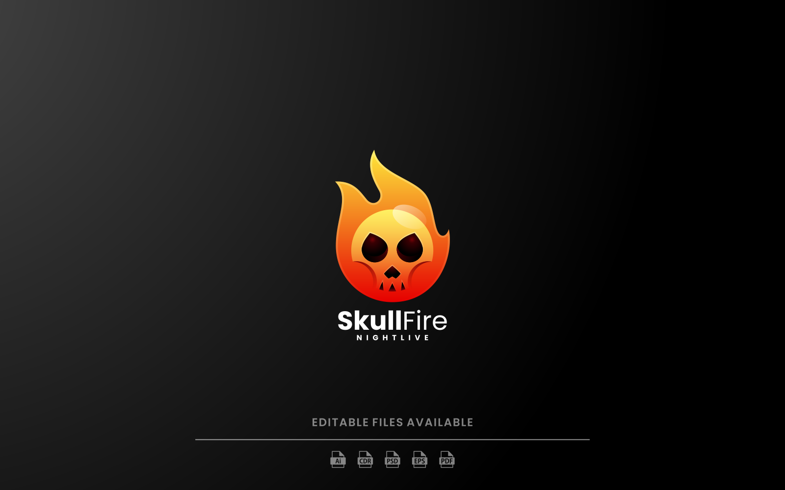 Fire Skull Gradient Logo Style