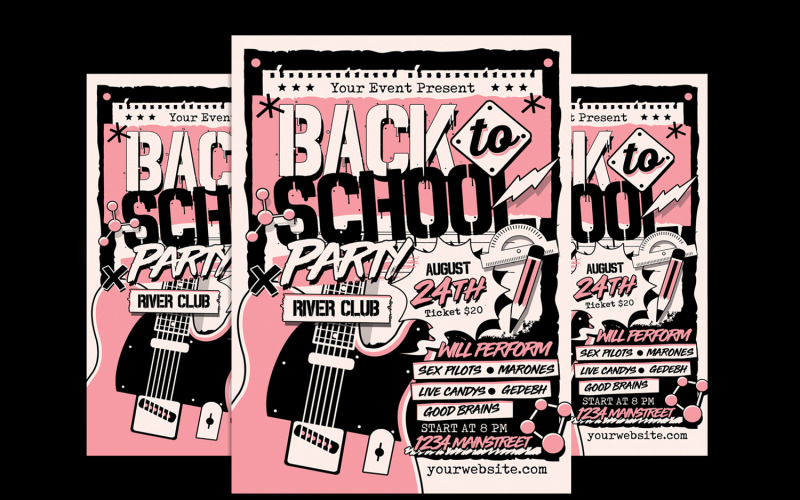 Back to School Party Event Flyer Template Corporate Identity