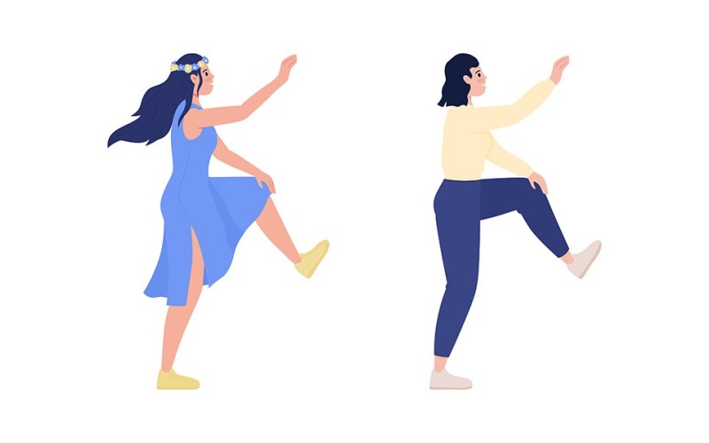 Confident women achieving goals semi flat color vector characters Illustration