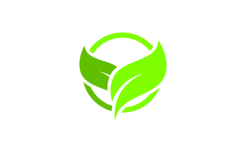 Green Leaf Vector Logo Design Template V Logo Template