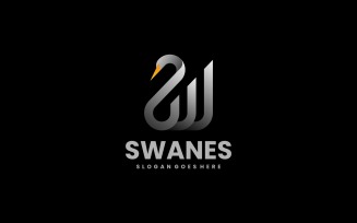 Swan Line Gradient Logo Template