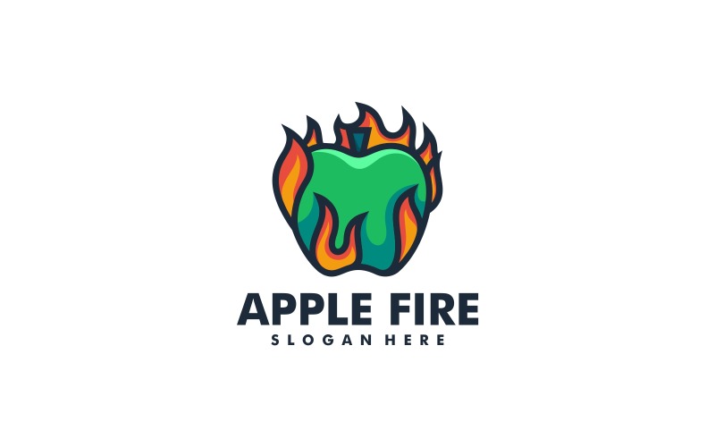 Apple Fire Simple Mascot Logo Logo Template