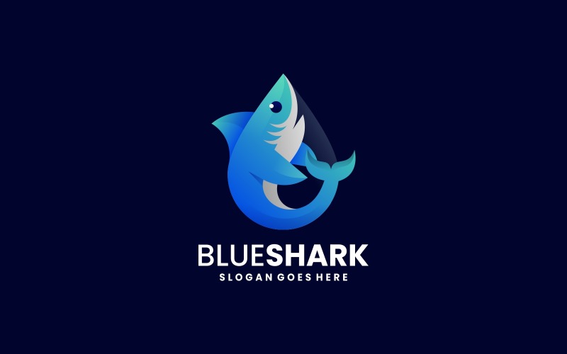 Blue Shark Gradient Logo Design Logo Template