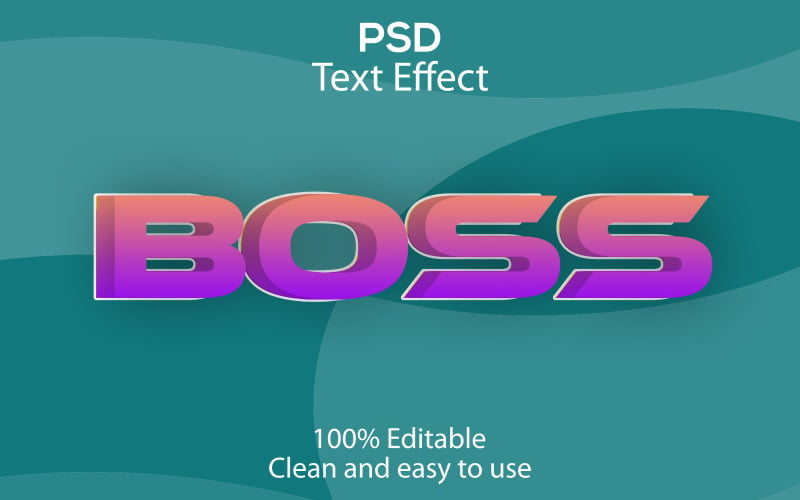 Boss | 3D Boss | Boss Editable Psd Text Effect | Modern Boss Psd Text Effect Illustration
