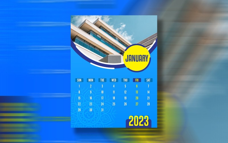 Creative Yearly Calendar 2023 Print Ready Eps Vector Template Corporate Identity
