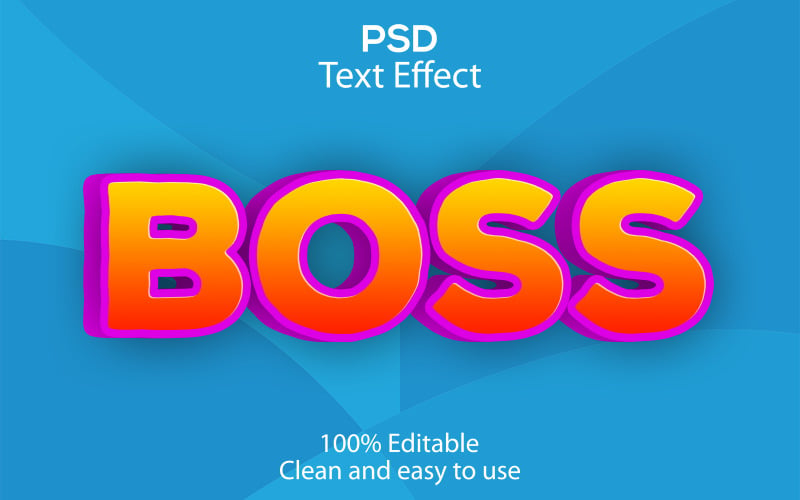 3D Boss | Boss Editable Psd Text Effect | Modern Boss Psd Text Effect Illustration