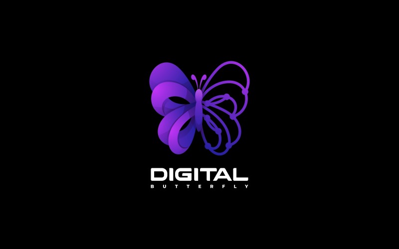 Digital Butterfly Gradient Logo Logo Template