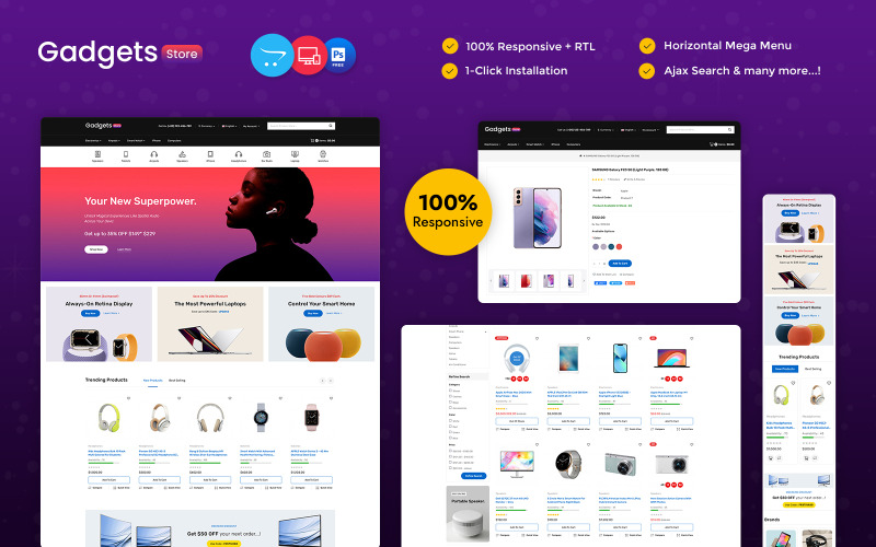 Gadgets - Electronic Store Multipurpose OpenCart theme OpenCart Template